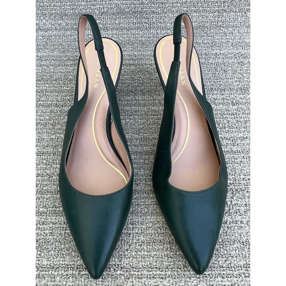 COLE HAAN Vandam Slingback Leather Pumps Green Women's Size 9 US